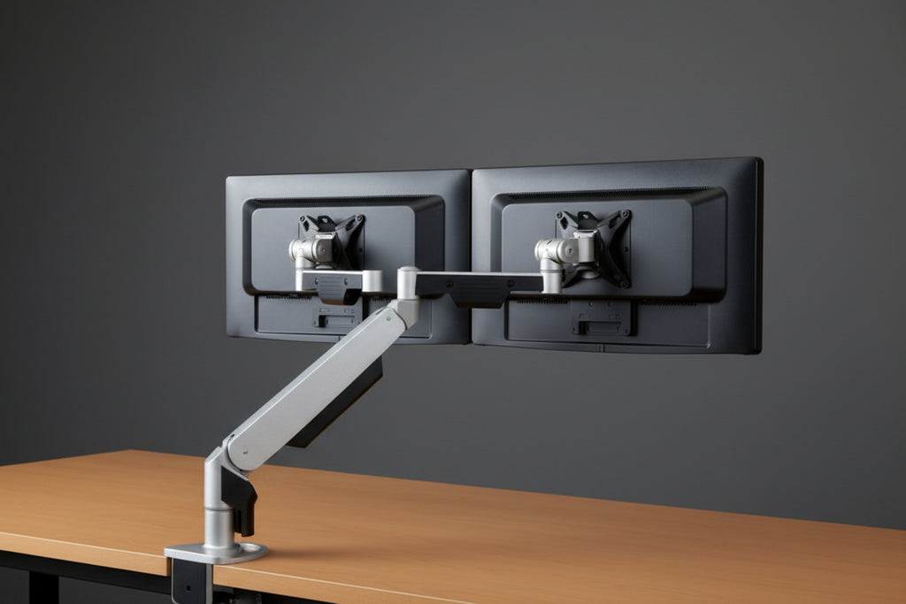 Allcam GSD110 Gas Spring Desk Mount LCD Monitor Stand w/vesa bracket & monitor arm: free up/down & left/right motion