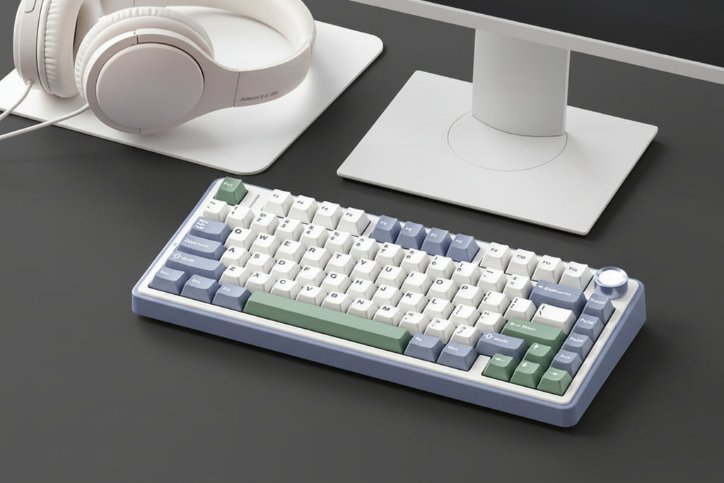 AULA F75 80 Keys Wired/2.4G/Bluetooth Three Model Customized RGB Mechanical Keyboard (Snow Spruce Green)