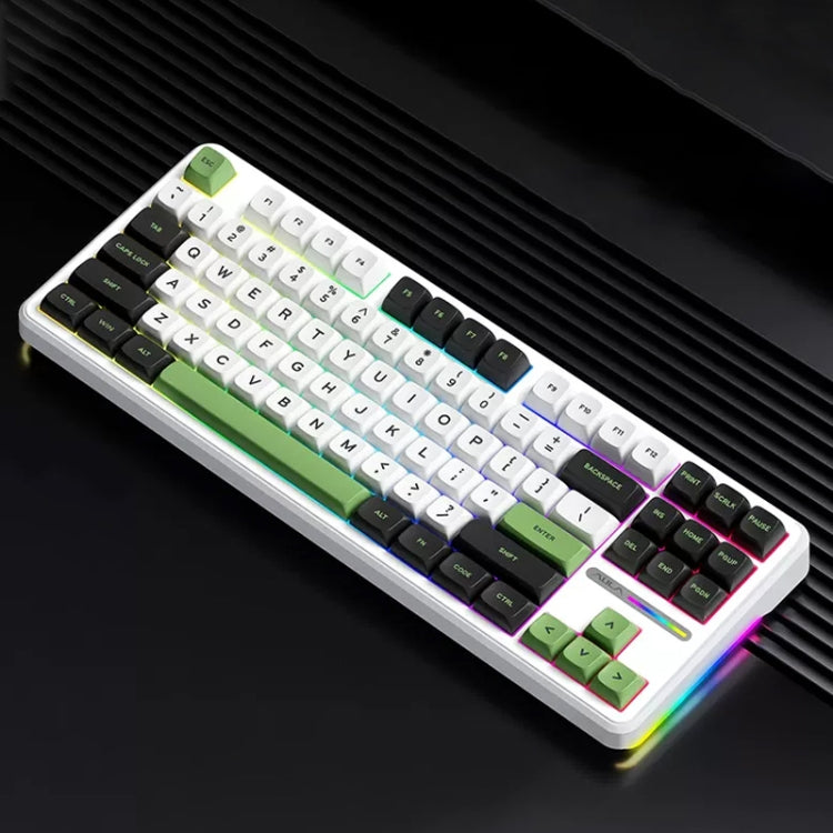 AULA F87 87 Keys Wired/2.4G/Bluetooth Three Model Customized RGB Mechanical Keyboard (White Black Green)