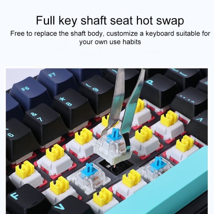 AULA F87 87 Keys Wired/2.4G/Bluetooth Three Model Customized RGB Mechanical Keyboard (White Black Green)