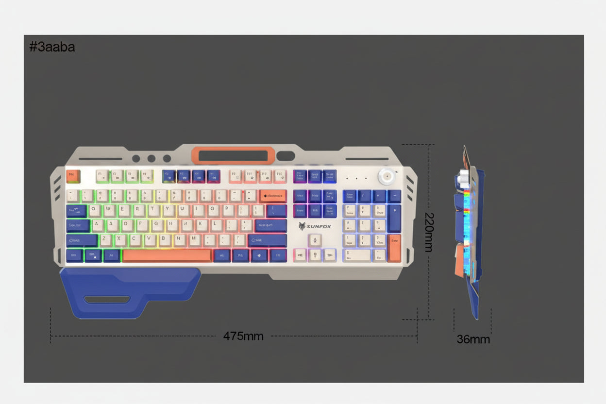 XUNSVFOX K90 Mechanical Feeling Metal Keyboard Gaming Computer Wired Keyboard (Shimmer)