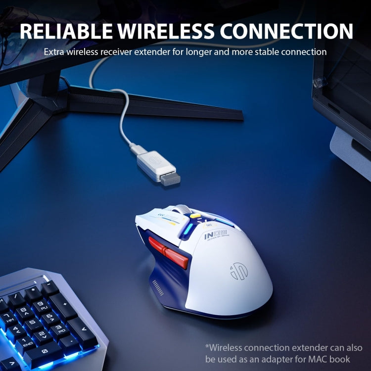 Inphic IN9 Tri-mode Wireless Bluetooth Gaming Office Computer Mouse (White)