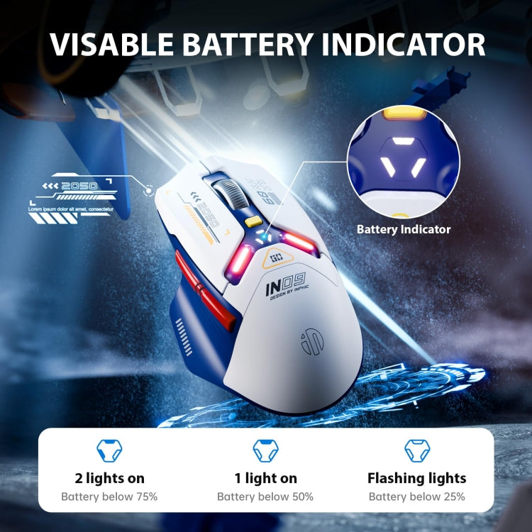 Inphic IN9 Tri-mode Wireless Bluetooth Gaming Office Computer Mouse (White)