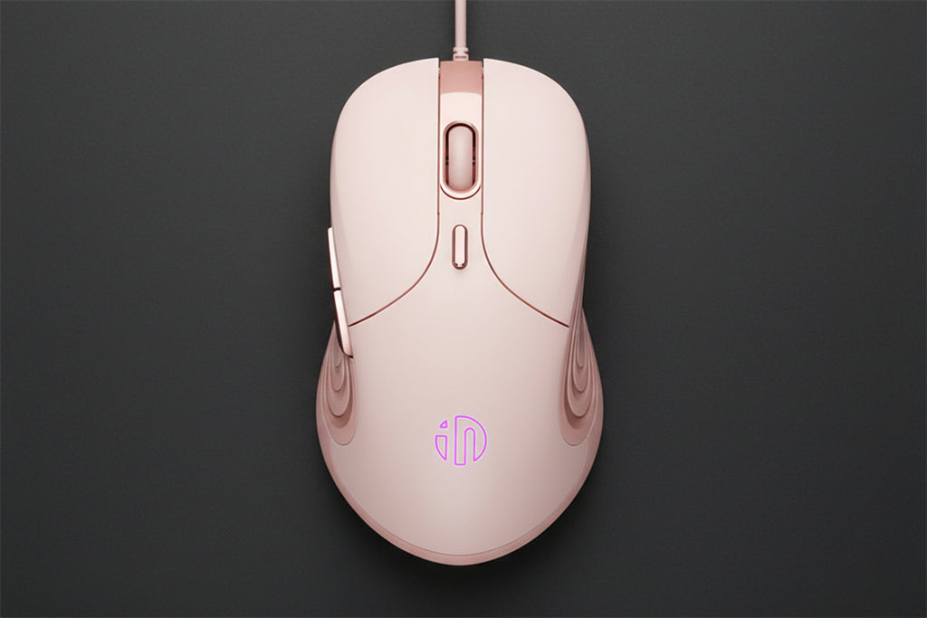 Inphic B8 Mute Light Emitting Wired Mice Home Office Gaming Computer Mouse (Milk Tea Color)