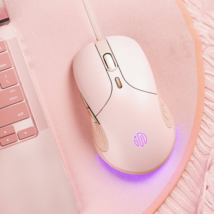 Inphic B8 Mute Light Emitting Wired Mice Home Office Gaming Computer Mouse (Milk Tea Color)