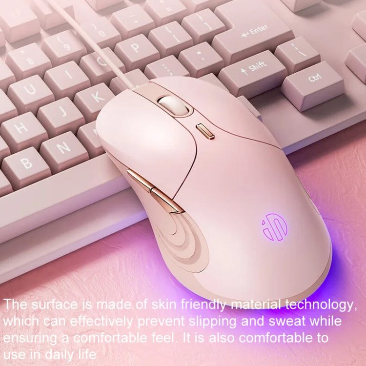 Inphic B8 Mute Light Emitting Wired Mice Home Office Gaming Computer Mouse (Milk Tea Color)