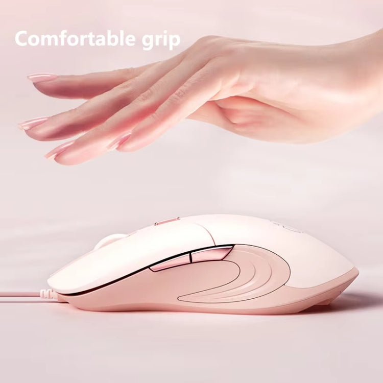 Inphic B8 Mute Light Emitting Wired Mice Home Office Gaming Computer Mouse (Milk Tea Color)