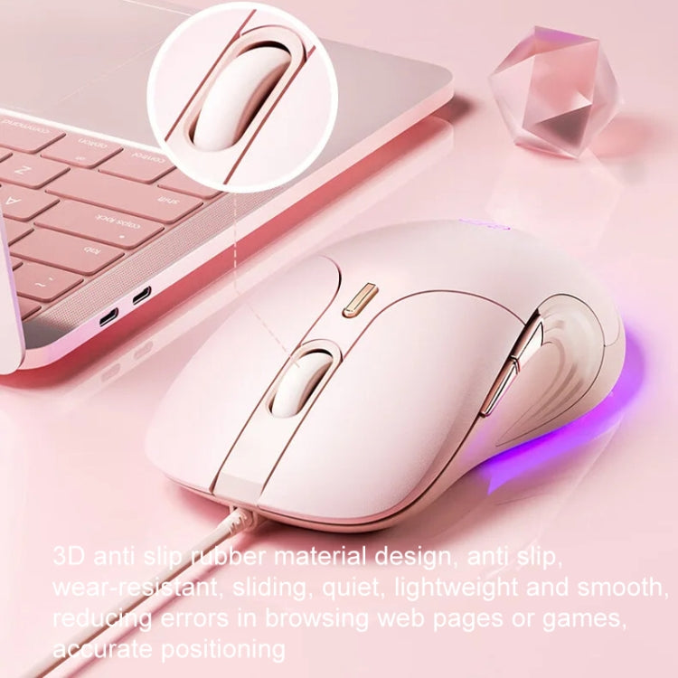 Inphic B8 Mute Light Emitting Wired Mice Home Office Gaming Computer Mouse (Milk Tea Color)