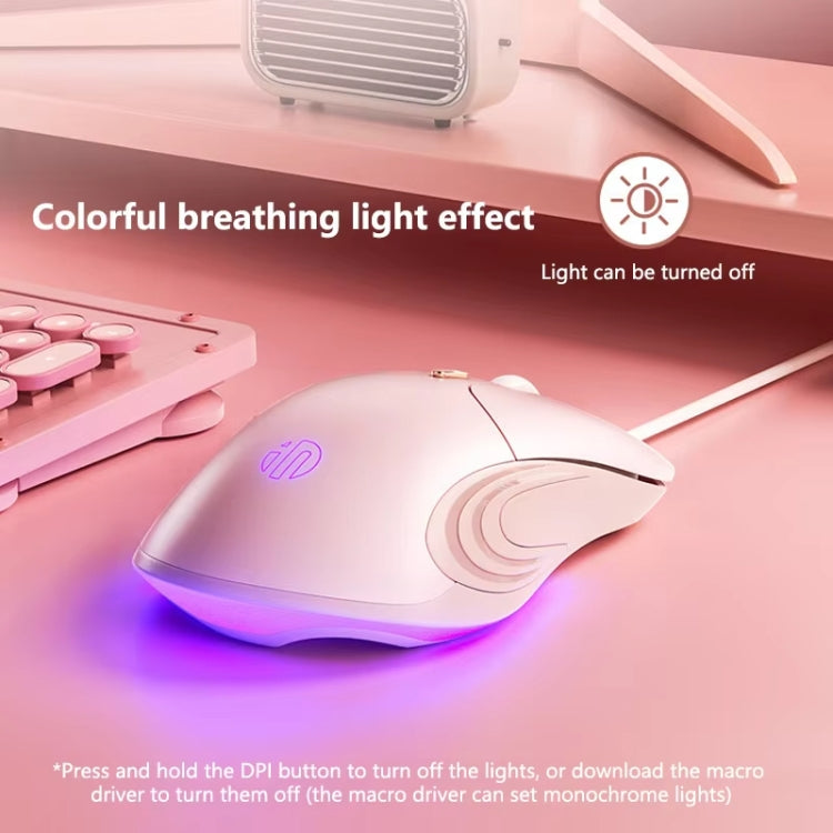 Inphic B8 Mute Light Emitting Wired Mice Home Office Gaming Computer Mouse (Milk Tea Color)
