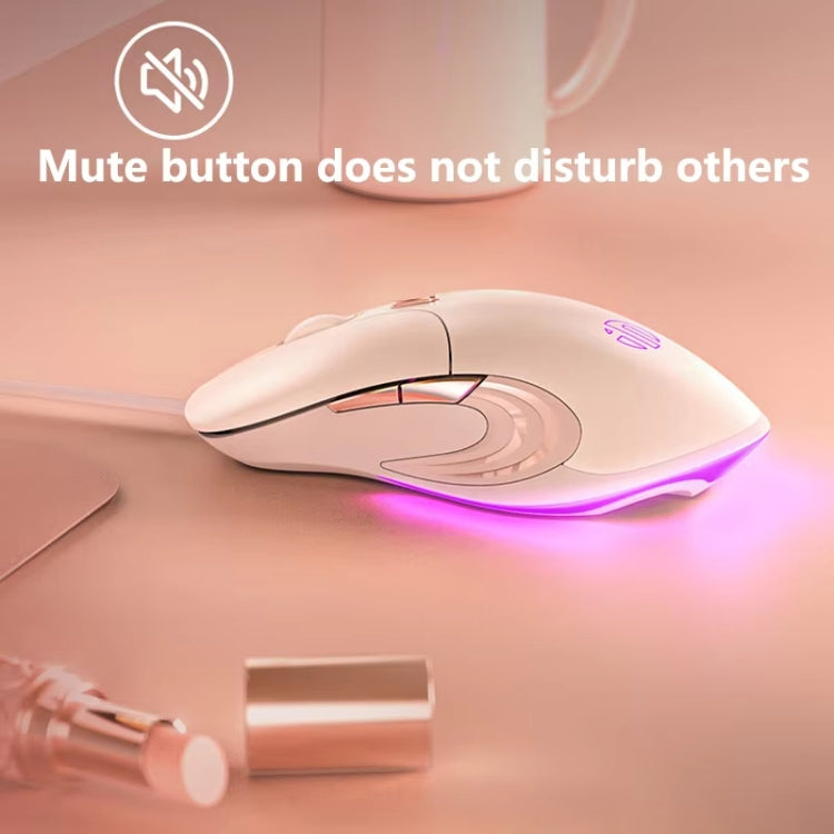 Inphic B8 Mute Light Emitting Wired Mice Home Office Gaming Computer Mouse (Milk Tea Color)